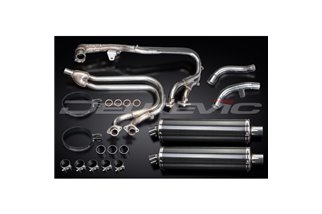 Komplette Abgasanlage für Honda St1100 Pan European 1989–2002, 450 mm ovale Carbon-Schalldämpfer