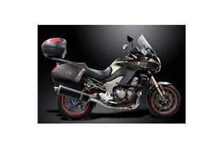 Komplette Abgasanlage für Kawasaki Versys 1000 10–14, kompletter 4–1 450 mm Carbon-Oval-Bsau-Schalldämpfer