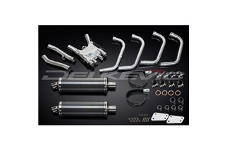 Komplette Abgasanlage für Yamaha Xjr1300 1998–06 4–2, ovale 350-mm-Carbon-Schalldämpfer