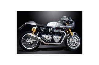 Komplette Abgasanlage für 1200 Thruxton R/Rs 16-22 Tri-Oval 320 mm R/H Edelstahlschalldämpfer 2-2