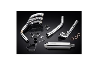 Komplette Abgasanlage für Triumph Tiger 800 2010–19, Schalldämpfer 320 mm, Tri-Edelstahl