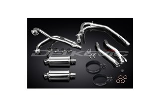 Komplette Abgasanlage für Yamaha Xj600 Diversion 1992–04, ovale 225-mm-Stahlschalldämpfer