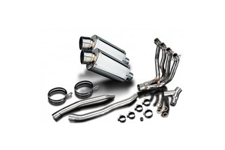 Sistema di scarico completo silenziatori ovali in acciaio inox 225mm kawasaki zzr1400 2008 2011