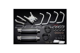 Komplette Abgasanlage für Yamaha Xjr1300 1998–06 4–2, 350 mm runde Carbon-Schalldämpfer