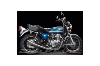 Komplette Abgasanlage für Honda CB550F 1975–77. Kompletter 4-1 klassischer Megaphon-Schalldämpfer aus Edelstahl