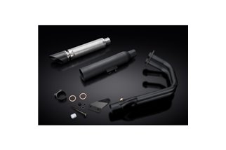 Komplette Abgasanlage für Kawasaki Vulcan S En650 2015–21 2–1, 410 mm, Keramik, Schwarz, Schrägschnitt