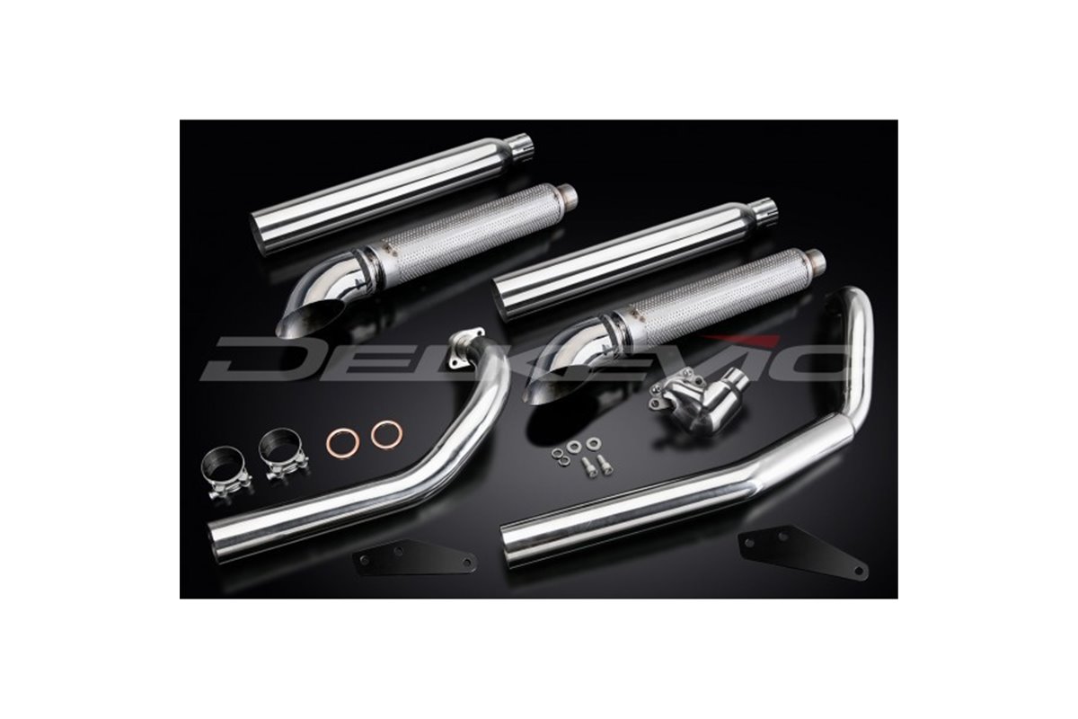 Full Exhaust System For Yamaha Xvs650A Dragstar 04-16 2-2 550mm Custom Silencer Turn Out