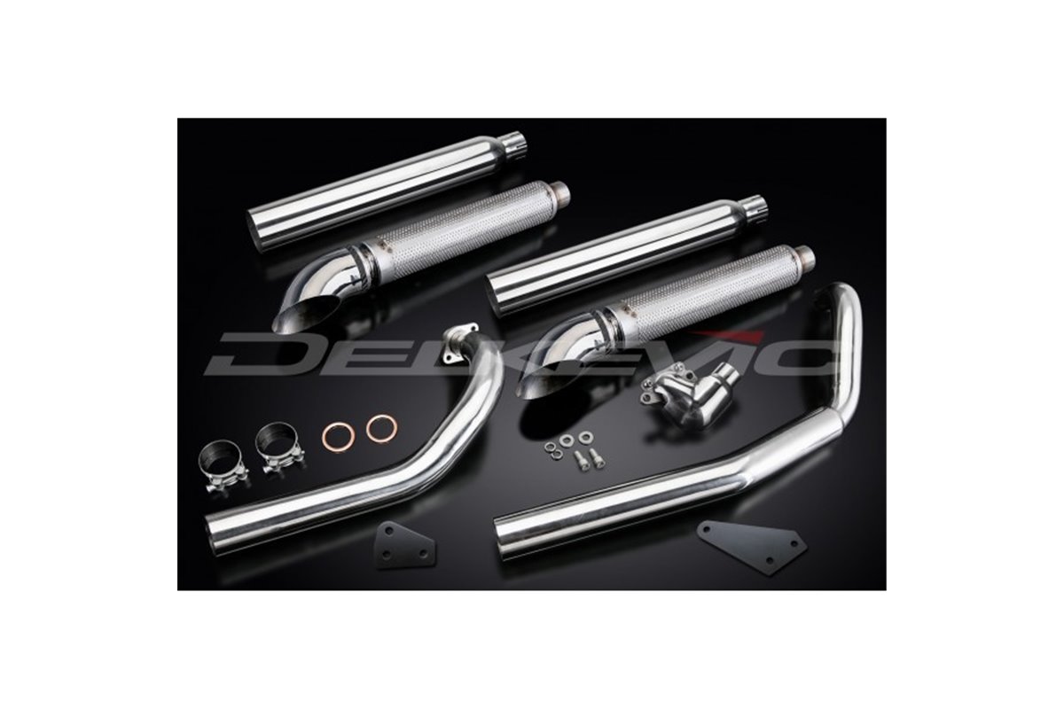 Full Exhaust System For Yamaha Xvs650 Dragstar 97-03 2-2 550mm Custom Silencer Turn Out