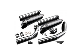 Full Exhaust System For Yamaha Xvs650 Dragstar 97-03 2-2 550mm Custom Silencer Turn Out