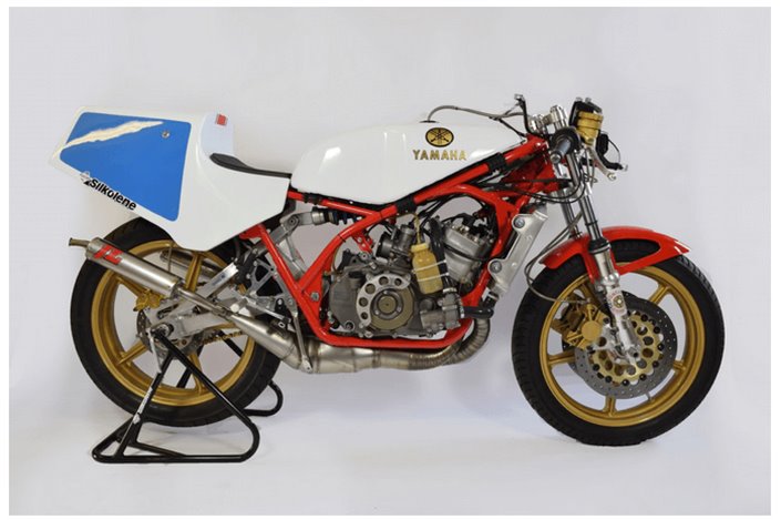 Artisan-Schalldämpfer Racing Jim Lomas Yamaha TZ350 F-G Kreuz über Stahlschalldämpfer