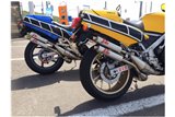 MARMITTE SCARICHI ESPANSIONI ACCIAIO JIM LOMAS YAMAHA RD 500 1984 1987 SILENZIATORI CARBONIO