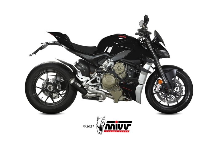 Schalldämpfers Escape Mivv X-M1 Schwarz Schwarz Edelstahl Ducati Streetfighter V4 2020 - 2022