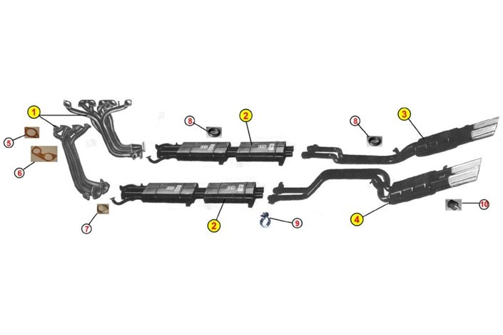 ANSA FR 1381 EXHAUST MANIFOLDS FOR FERRARI 365 GTC 4 COUPE'GOBBONE 1971 1972