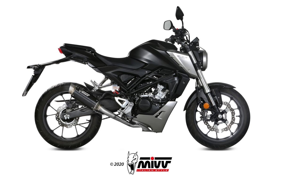 Système Complet 1 En 1 Echappement Mivv Gp Pro Noir Noir Inox Honda Cb 125 R 2018 - 2020