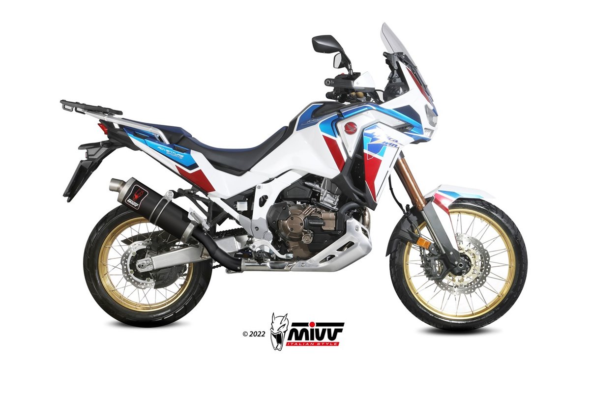 Schalldämpfer Escape Mivv Dakar Schwarz Schwarz Edelstahl Honda Crf 1100 L Africa Twin 2020 - 2022