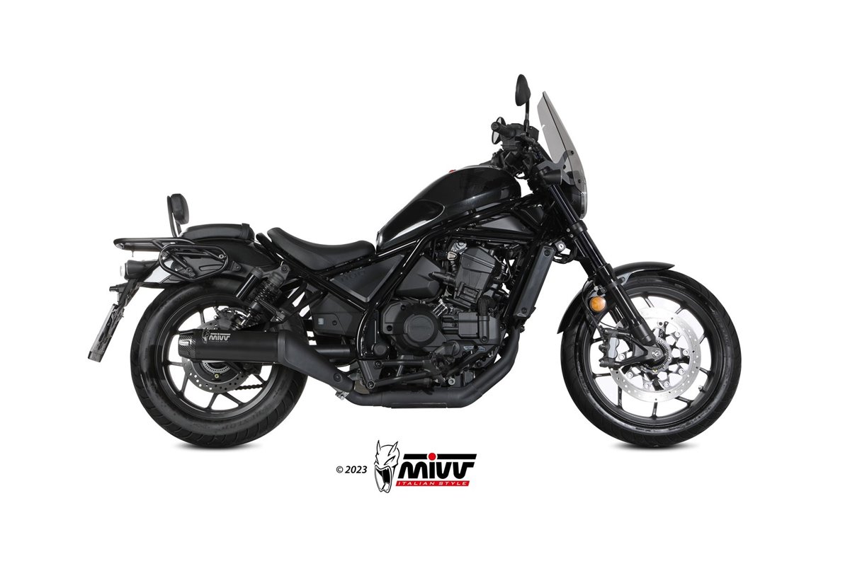 Sistema di Scarico Terminale H.092.LH1BG Mivv HR-1 INOX NERO FONDELLO CARBONIO LUNGO Honda CMX 1100 Rebel 2022-24