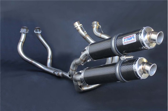 Auspuffset Race Edelstahl Doppel-Carbon-Schalldämpfer Tyga Honda VFR400RR NC30