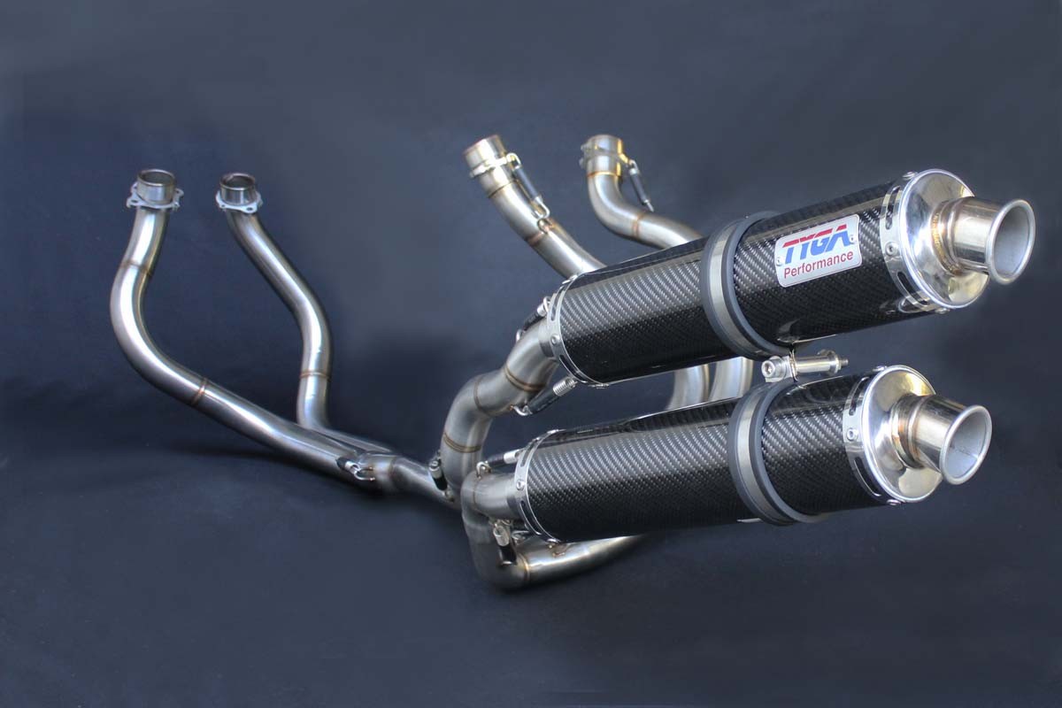 Terminali di scarico race inox doppio carbonio Tyga Honda VFR400RR NC30