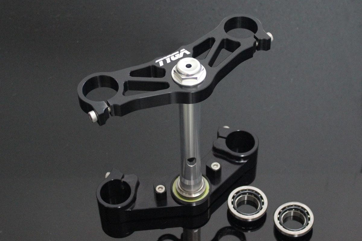 Triple clamp set, cnc black Tyga Honda NSR250 MC28