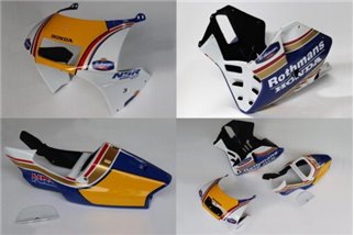 Bausatz, Karosserie, GFK, Schaftform, lackierter Rothmans Tyga Honda NSR250 MC21