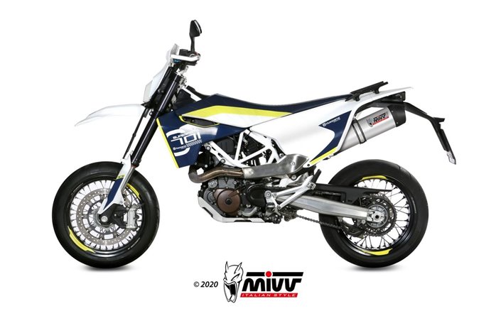 Sistema Di scarico Terminale HU.001.L4C Mivv Oval Titanio Con Coppa Carbonio Husqvarna 701 Enduro Supermoto 2017 - 2020