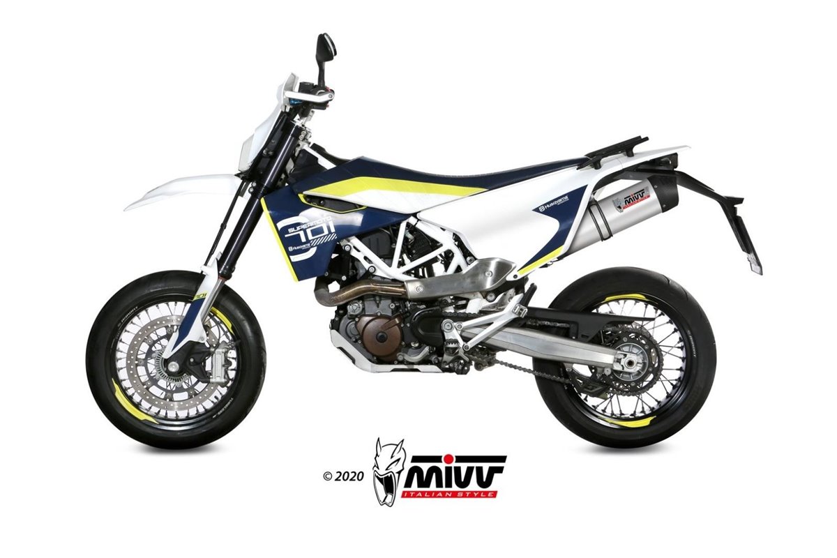 Silencieux Echappement Mivv Oval Titanium Avec Coupelle Carbone Husqvarna 701 Enduro Supermoto 2017 - 2020