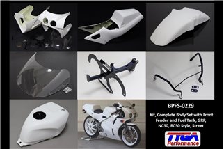 Kit Carenature Complete Tyga Honda VFR400 NC30 con parafango anteriore e serbatoio carburante in stile GRP RC30