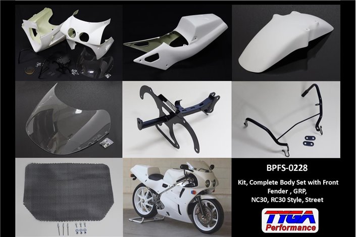 kit Carenature Complete da strada con parafango anteriore Stile GRP RC30 Tyga honda VFR400 NC30