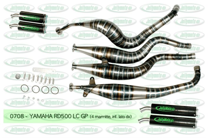 Exhausts Expansions Chambers Pipes Yamaha Rd 500 Lc Gp Jollymoto With Carbon Silencers