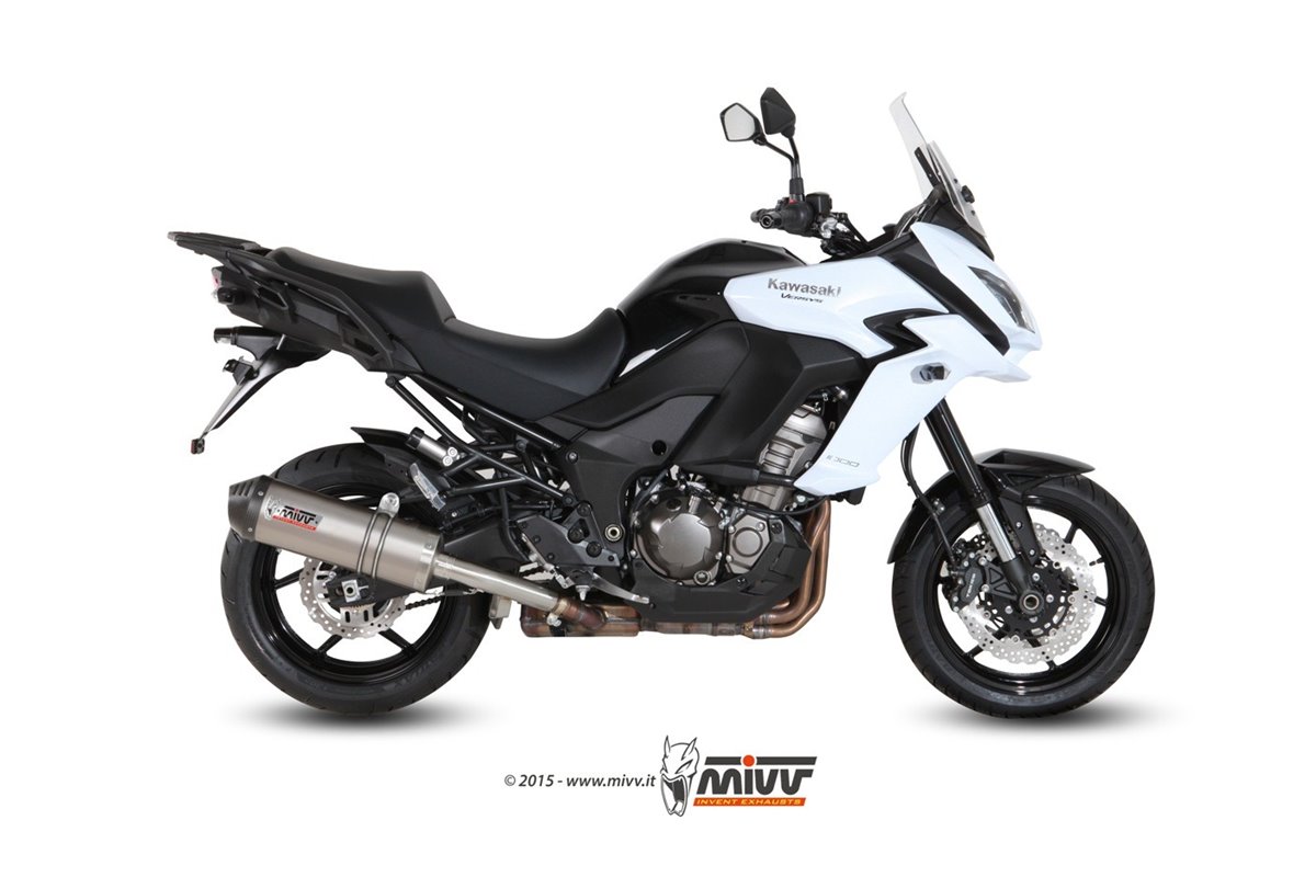 Sistema di Scarico Terminale K.040.LNC Mivv Oval Titanio Con Coppa Carbonio Kawasaki Versys 1000 2015 - 2018