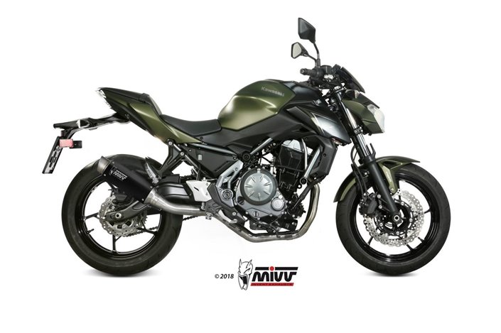 Komplette Auspuffanlage 1 in 1 Escape Mivv Gp Pro Schwarz Schwarz Edelstahl Kawasaki Z 650 2017 - 2022