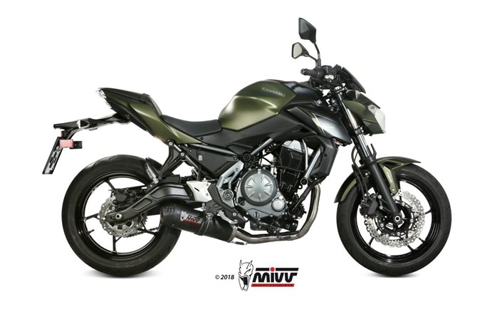 Full System 1 In 1 Exhaust Mivv Oval Carbon With Carbon Cup Kawasaki Z 650 2017 - 2022