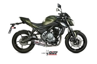 Full System 1 In 1 Exhaust Mivv Oval Titanium With Carbon Cup Kawasaki Z 650 2017 - 2022