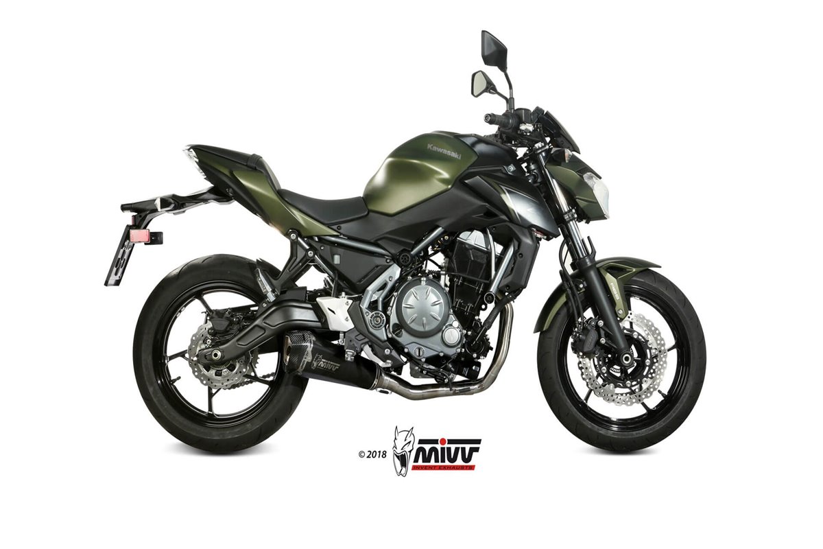 Full System 1 In 1 Exhaust Mivv Delta Race Black Black Stainless Steel Kawasaki Z 650 2017 - 2022