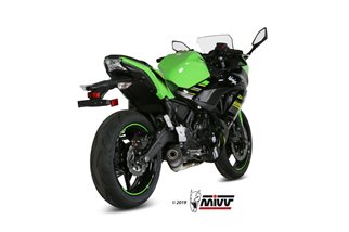 Système Complet 1 En 1 Echappement Mivv Oval Titane Avec Coupelle Carbone Kawasaki Ninja 650 2017 - 2022