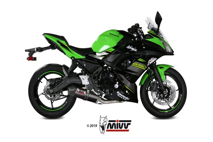 Système Complet 1 En 1 Echappement Mivv Oval Carbon Avec Coupelle Carbone Kawasaki Ninja 650 2017 - 2022