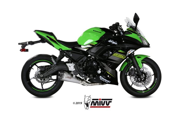 Komplette Auspuffanlage 1 in 1 Escape Mivv Delta Race Edelstahl Kawasaki Ninja 650 2017 - 2022