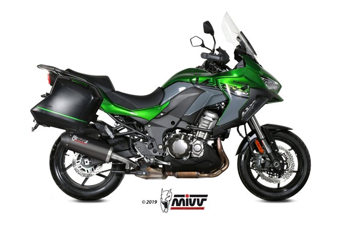 Silencieux Echappement Mivv Ovale Carbone Avec Coupelle Carbone Kawasaki Versys 1000 2019 - 2022