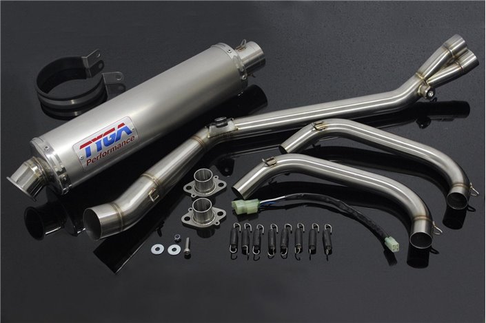 Set, collettore, impianto completo race, silenziatore inox tondo Tyga Kawasaki Ninja 250R/300R 2013 -