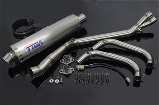 Set, collettore, impianto completo race, silenziatore inox tondo Tyga Kawasaki Ninja 250R/300R 2013 -