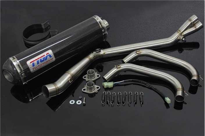 Jeu, pipe, full race system, silencieux ovale carbone Tyga Kawasaki Ninja 250R/300R 2013 -