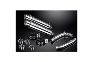 Terminal exhaust kit for Honda Vtr1000 Firestorm 1997-03 350mm Round Stainless Steel Bsau