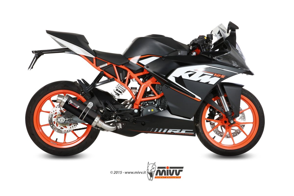 Full System 1 In 1 Exhaust Mivv Gp Black Black Stainless Steel Ktm Rc 125 2014 - 2016