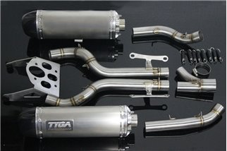 Set échappement, race system double silencieux inox calotte ovalcarbon Tyga KTM RC 390