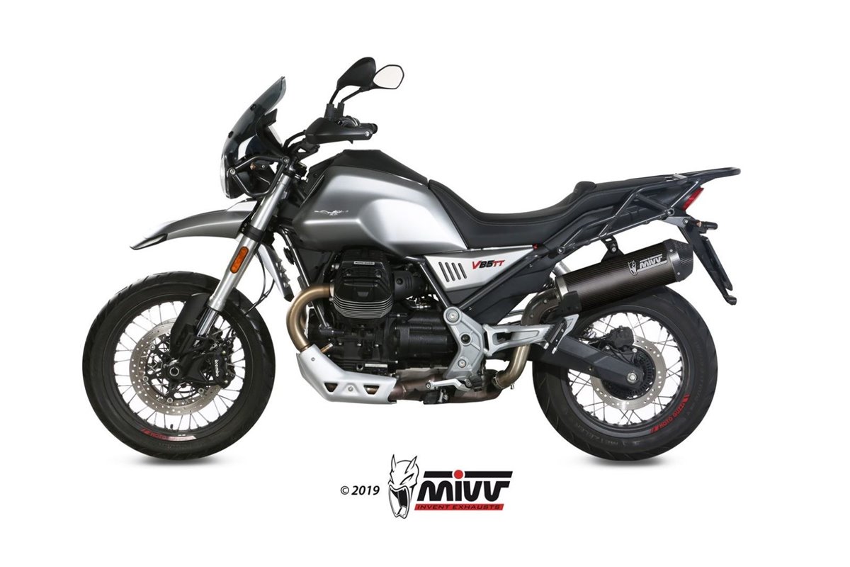 Schalldämpfer Escape Mivv Oval Carbon mit Carbon Cup Moto Guzzi V85 Tt 2019 - 2022