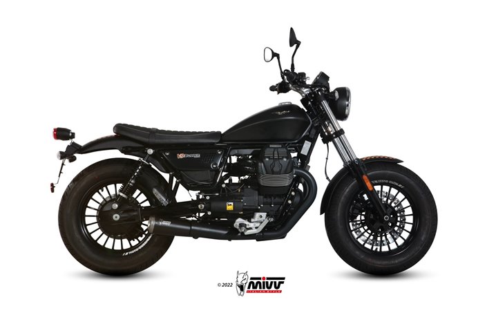 Schalldämpfers Escape Mivv Ghibli S Schwarz Schwarz Edelstahl Moto Guzzi V9 Bobber Roamer 2016 - 2022