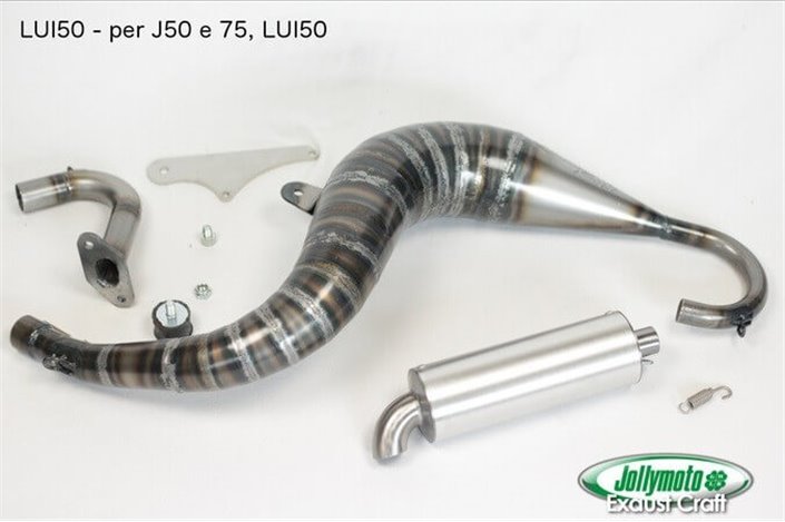 Exhaust Expansion Chamber Pipe Lambretta Lui 50 Jollymoto With Carbon Silencer