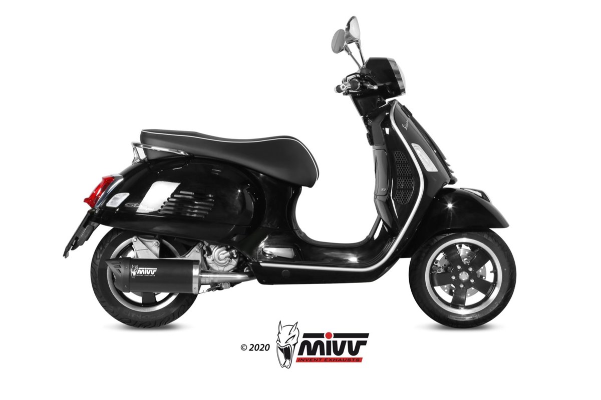 Terminale Scarico Mivv Mover Inox Verniciato Nero Piaggio Vespa Gts 300 2008 - 2020