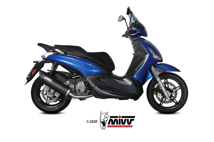 Full System 1 In 1 Exhaust Mivv Mover Black Painted Stainless Steel Piaggio Beverly 350 2017 - 2020