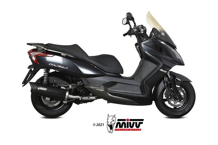 Komplette Auspuffanlage 1 in 1 Escape Mivv Mover schwarz lackierter Edelstahl Kymco Downtown 300 2009 - 2017